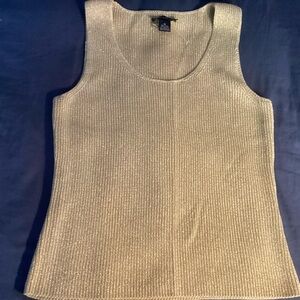 Ann Taylor Cream Ribbed Sleeveless Tank Top